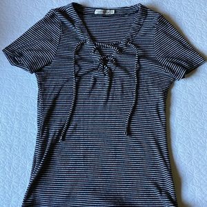 Striped Tee with Tie up